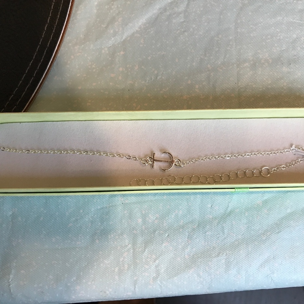 Silver anchor anklet